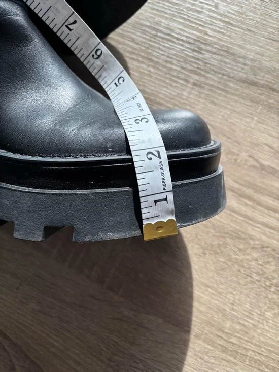 Zara Black Chunky Lug Sole Knee-High Boots - Picture 6 of 9